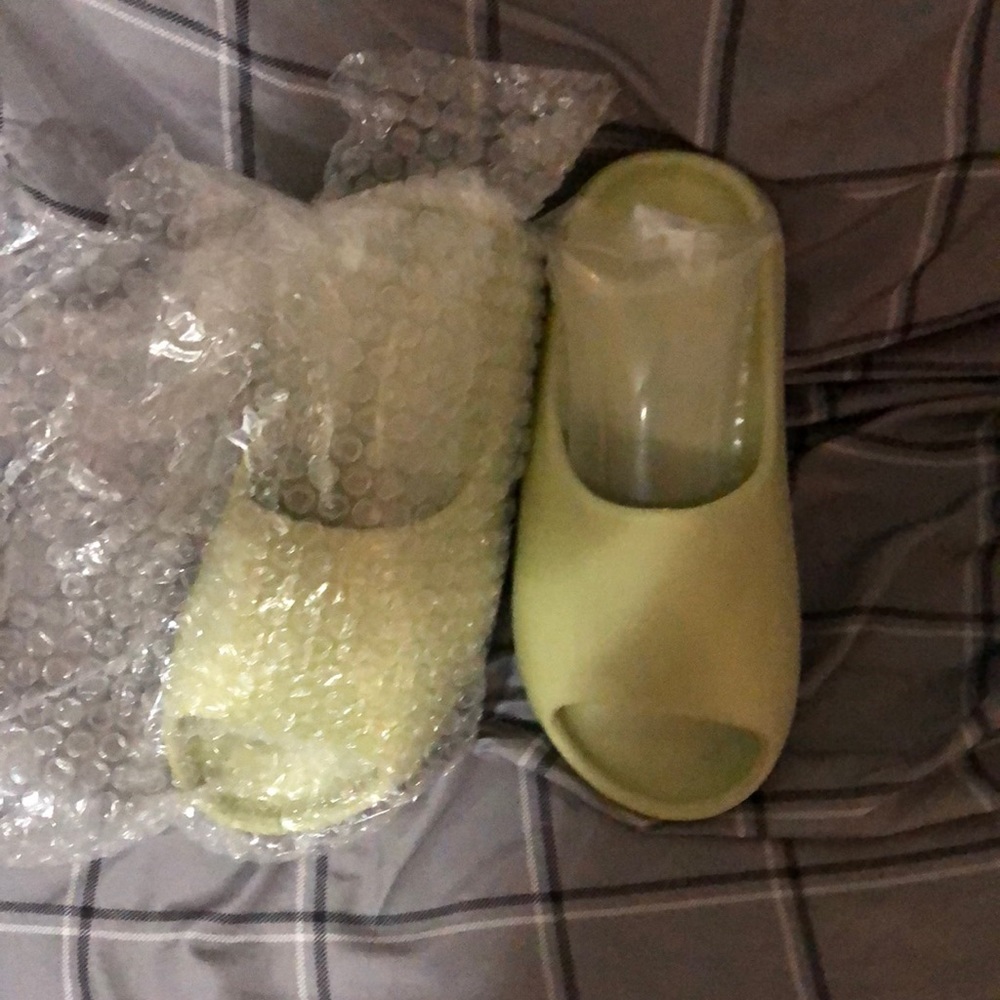 Slides- like Yeezy.. lime green . Size-men -6- women -7.5.